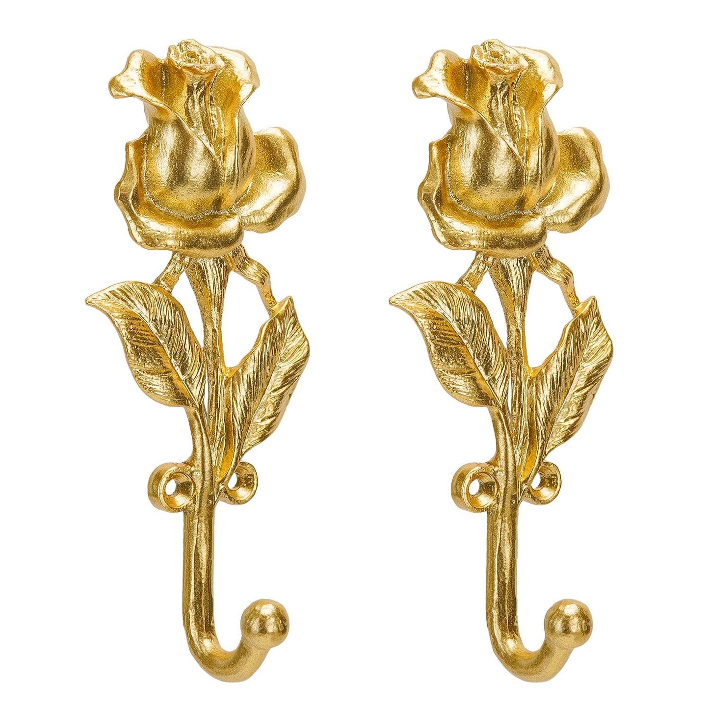 Single Hooks 3D Flower Retro Ornate Style for Room Wall Mounted Decoration 2Pcs