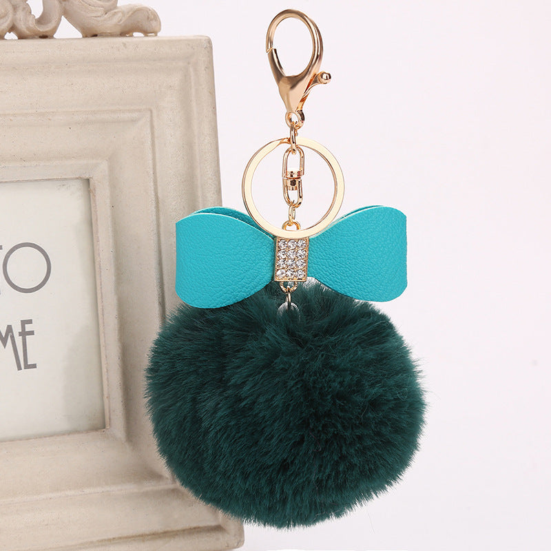 Fashion Fluffy Ball & Bow Keychain