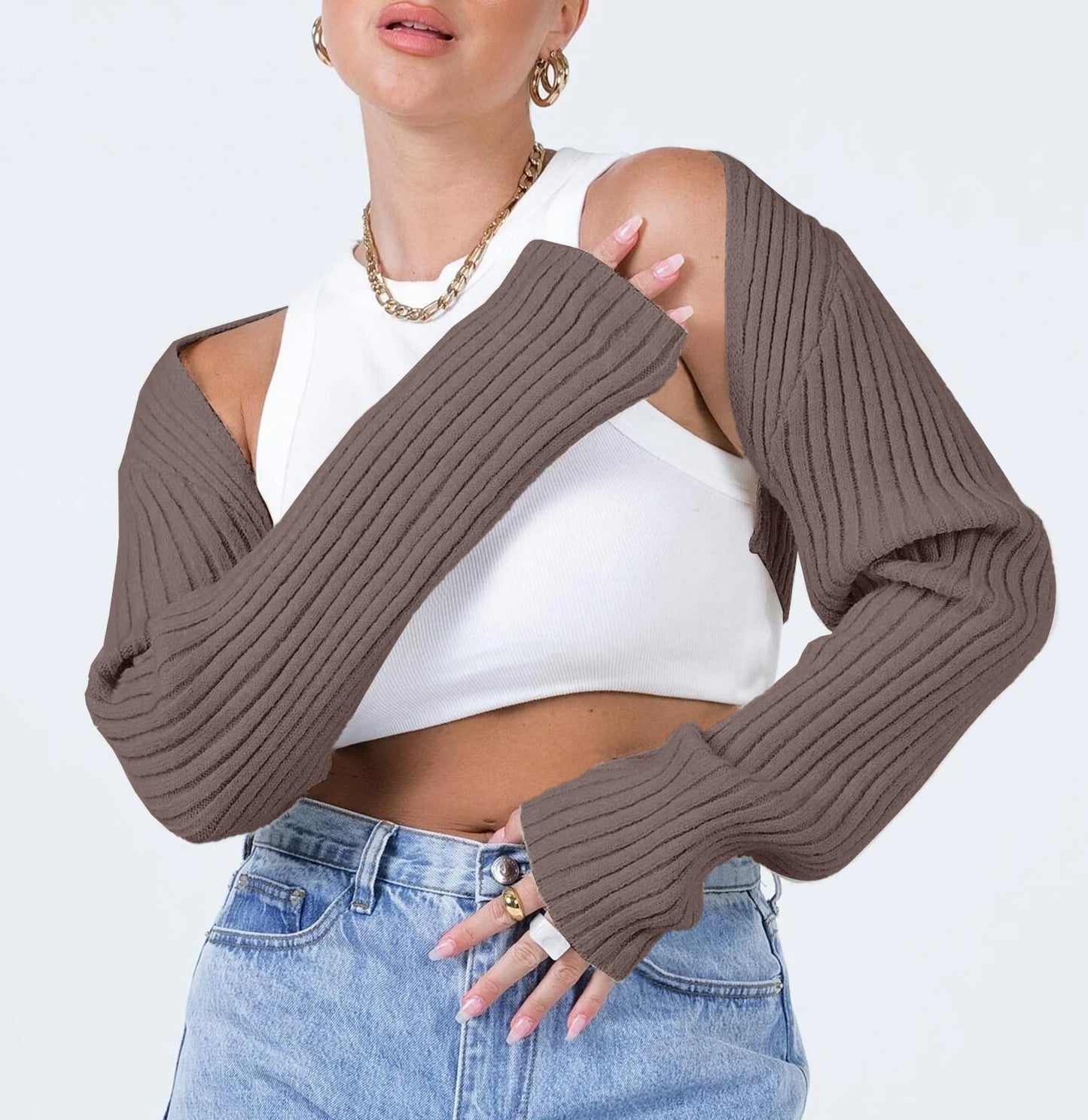 Womens Crop Cardigans Sweater Bolero Shrug Y2K Cute Long Sleeve