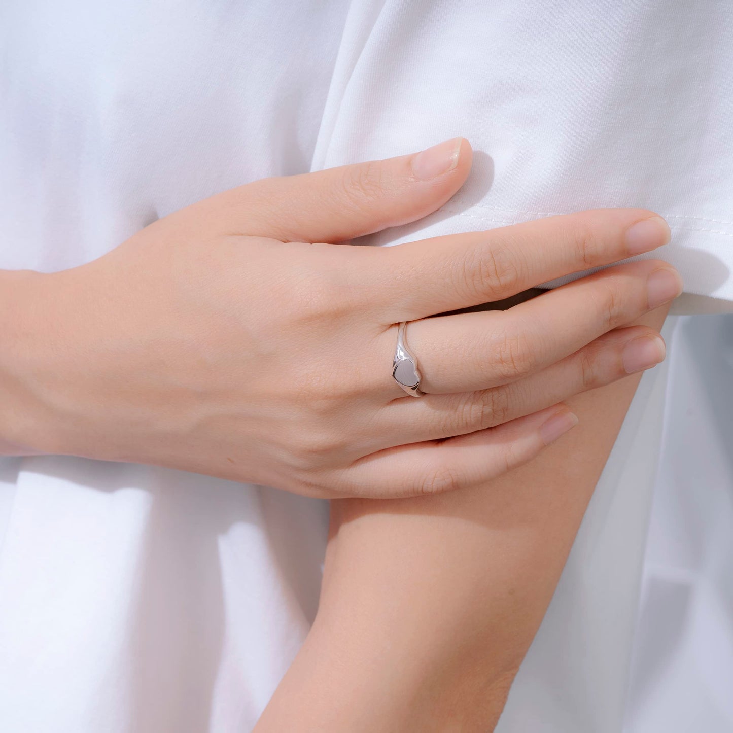 Plated 14K Sterling Silver Round Signet Ring