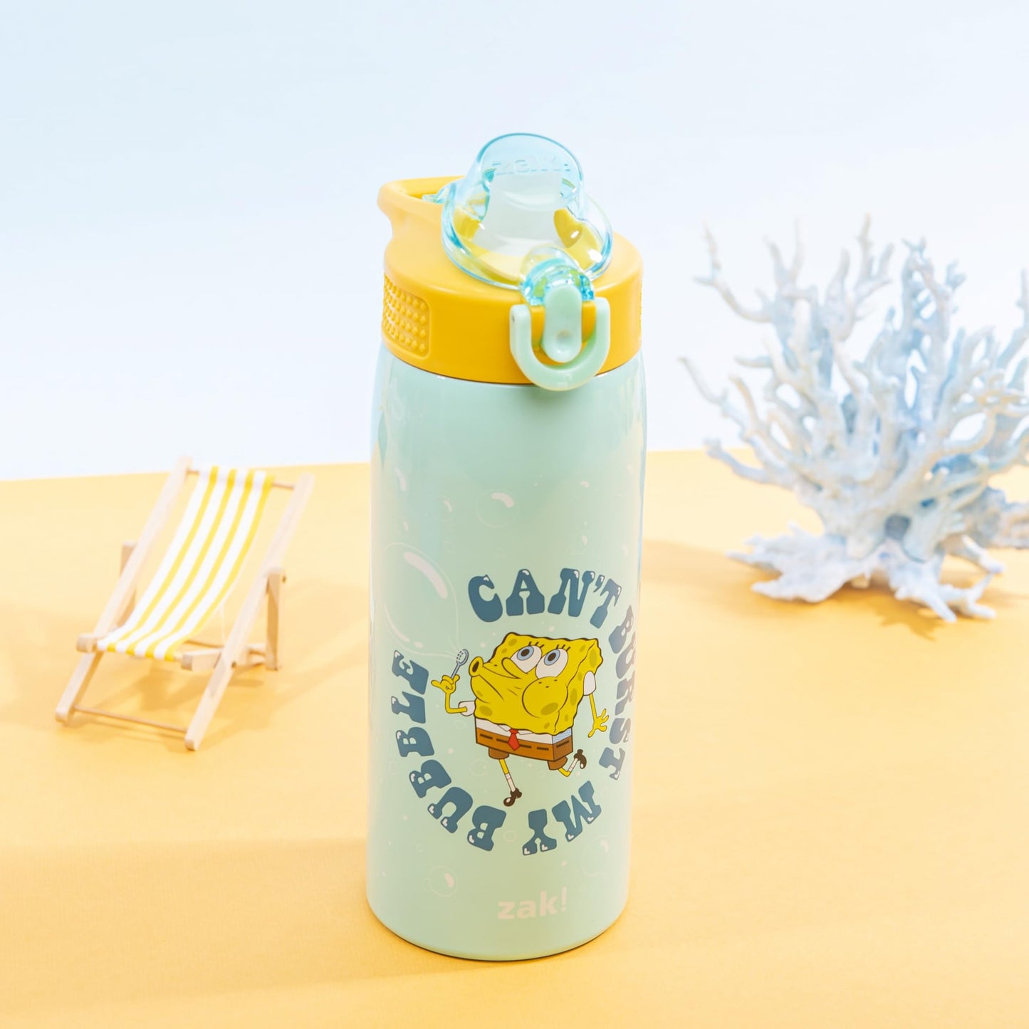 Sanrio Water Bottle, 19 oz Vacuum Insulated Stainless Steel with Locking Spout Cover, Built-In Carrying Loop, Leak-Proof Design