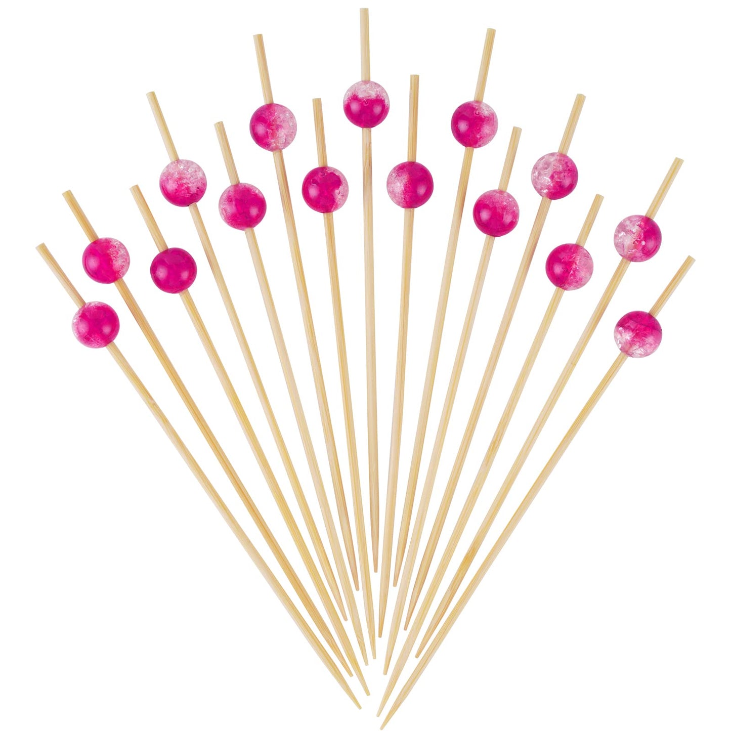 earl Cocktail Picks, 4.7 Inch Long Bamboo Fancy Toothpicks for Appetizers, Decorative Valentines Wedding Bridal Shower Party Food Drinks Fruit Skewer Sticks 100 Counts