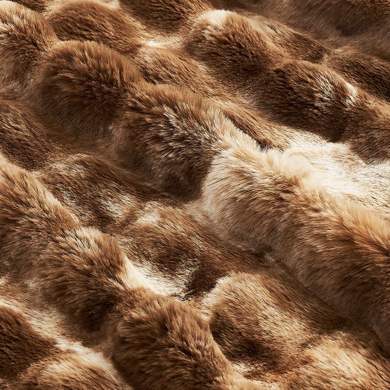 Faux Fur Throw Blanket -Fuzzy Soft Plush Thick Bubble Blanket