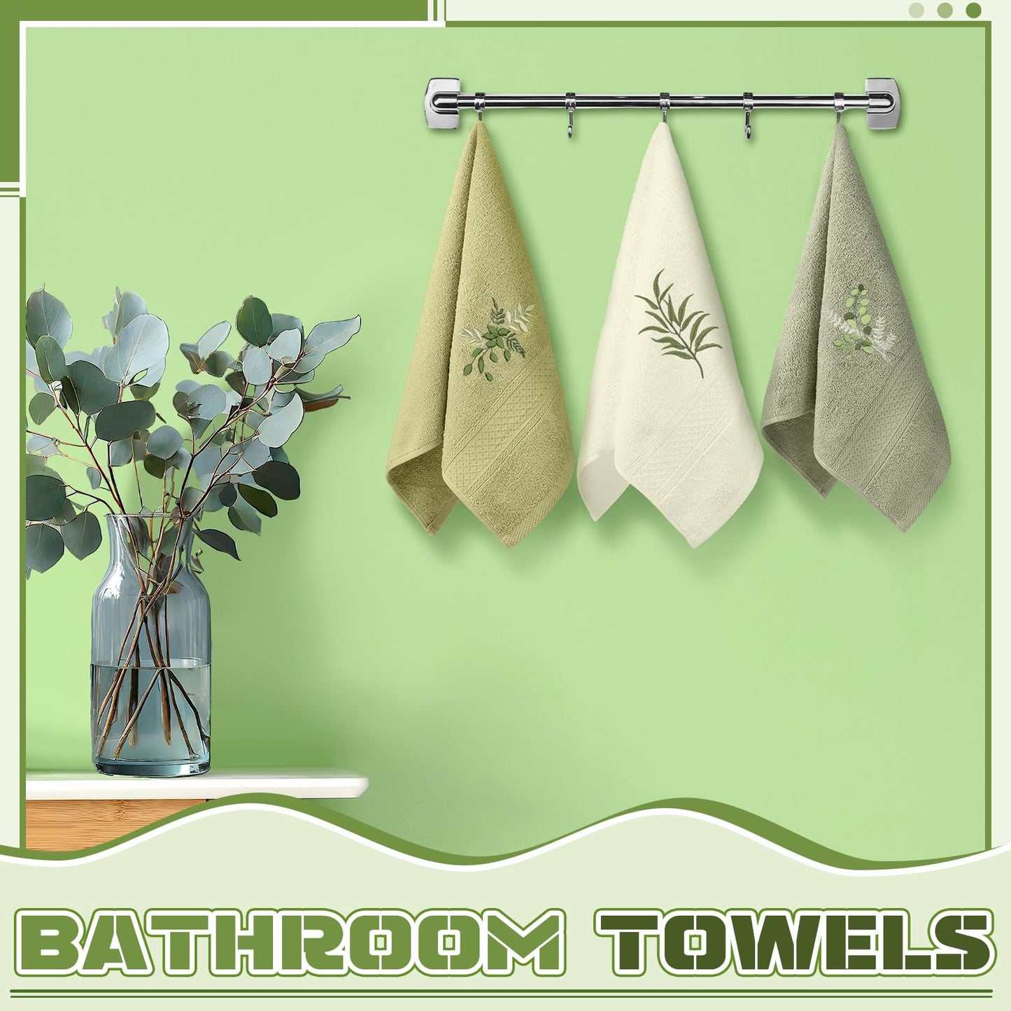 Embroidered Floral Hand Towels - Cute Summer Flowers Cotton Soft Absorbent Towels