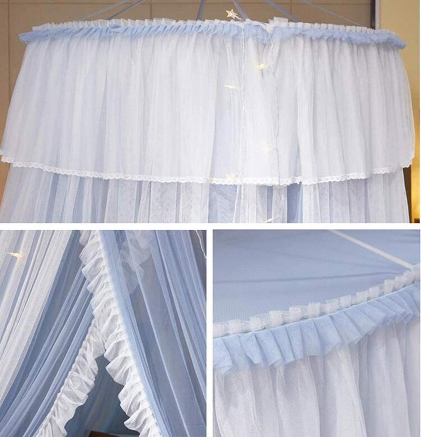 Princess Bed Canopy Bed Canopy Curtain- Double Layer Sheer Mesh Dome Bed Curtain