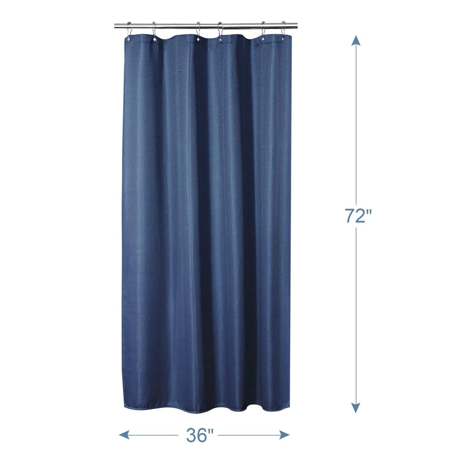 Waffle Shower Curtain - Fabric Shower Curtain Heavy Duty Hotel Quality Bathroom Shower Curtains, 72 x 72 Inches