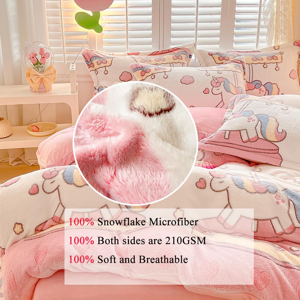 Kawaii Twin Duvet Cover Set – Soft Reversible Bedding with Fluffy Comforter Cover