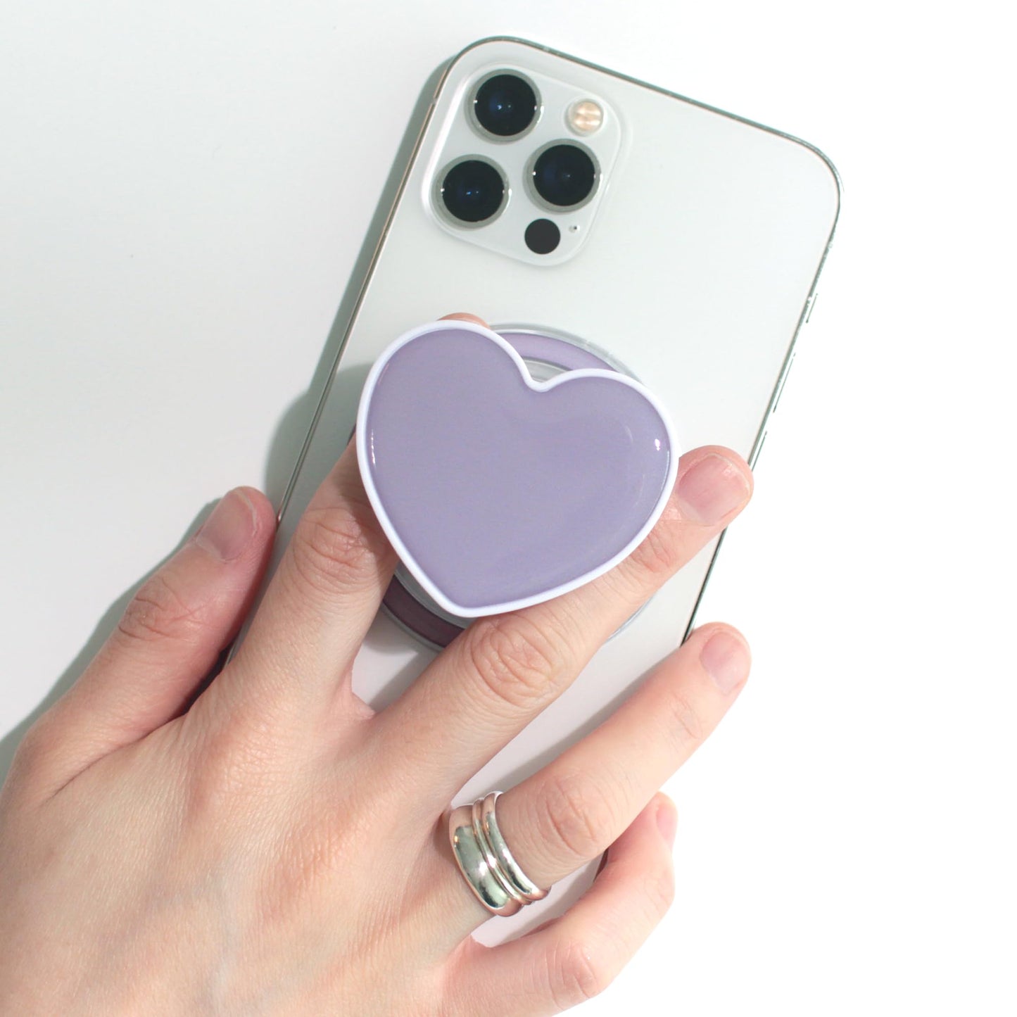 Cute Solid Color Heart Shape Collapsible Mobile Phone Grip Stand Holder for Smartphone Tablet Cell Phone Accessory