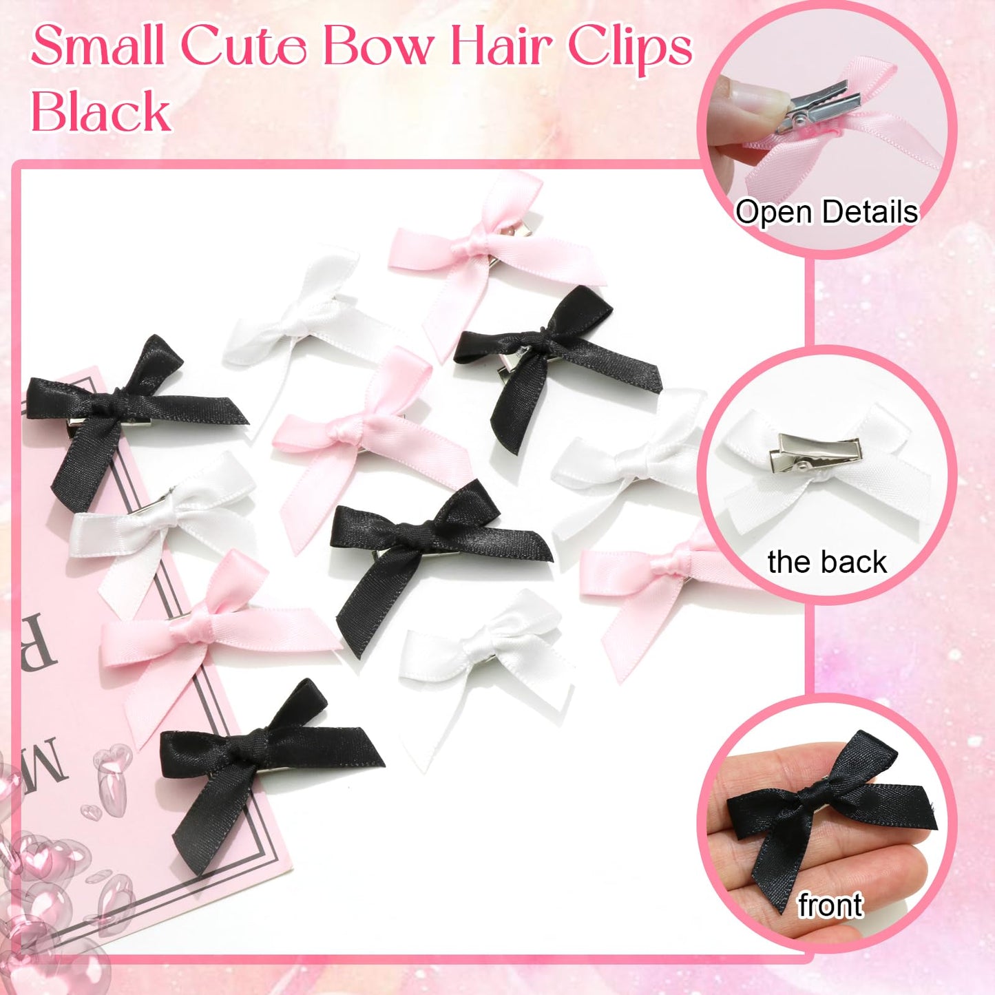 Mini 20PCS Bowknot Ribbon Barrettes - Cute Claw Clips Hair Accessories