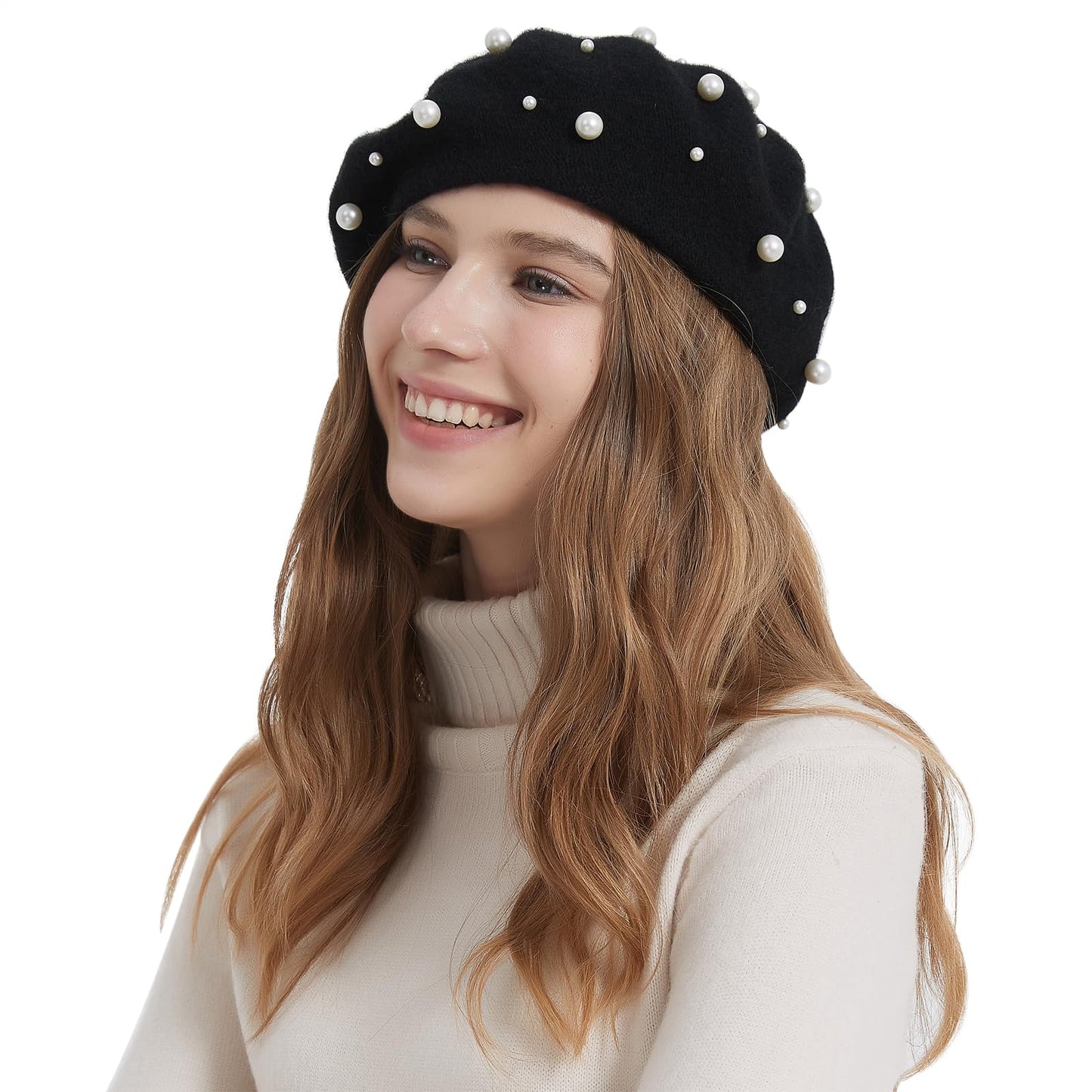 Women Pearl Beret Cap