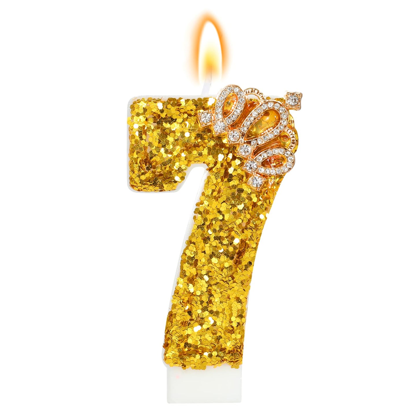 Glitter Birthday Number Candles, Crown Birthday Candles for Cake