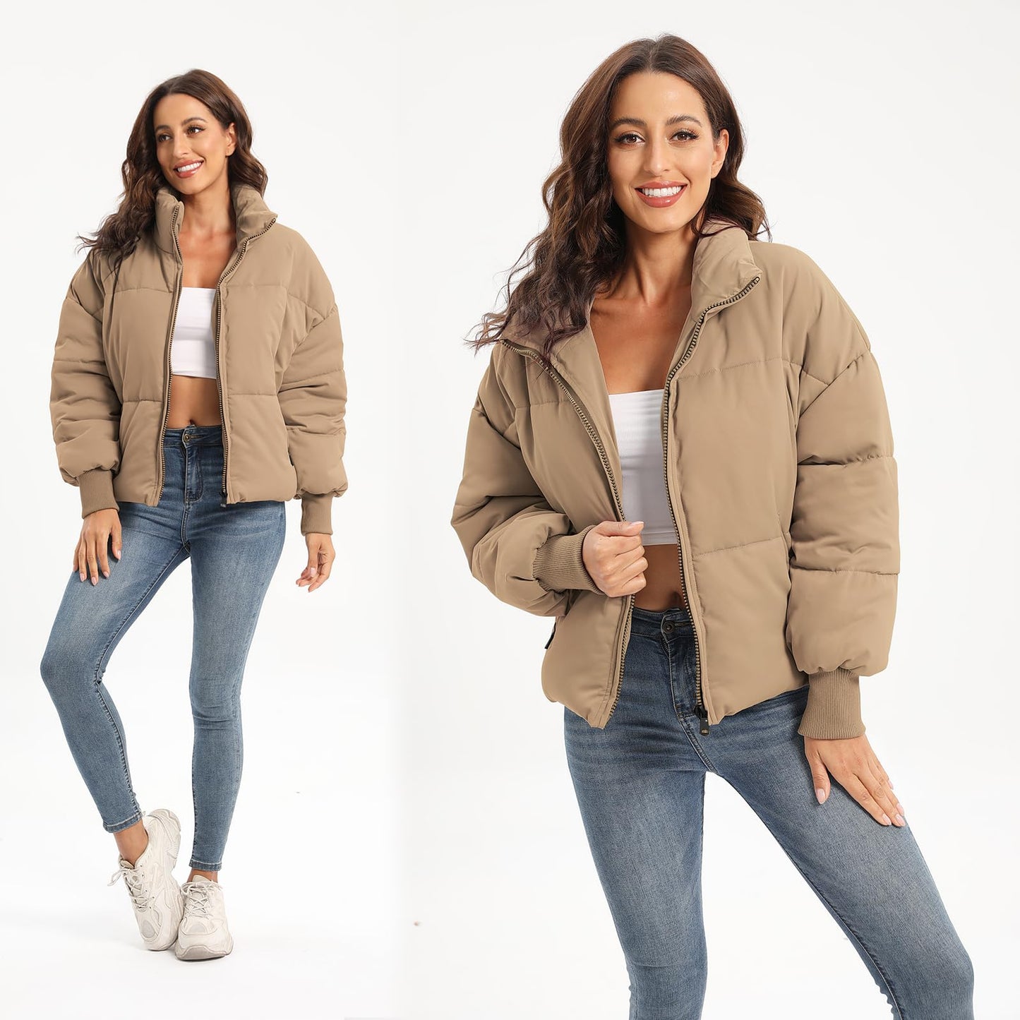 Women’s Winter Baggy Zip Puffer jackets Short Down Jacket Coat