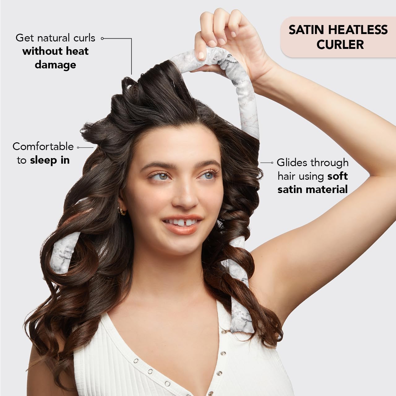 Satin Heatless Hair Curler Set - Heatless Curls Overnight, Hair Rollers for Soft Curls & Frizz-Free Styling, No Heat Curlers to Sleep in, Curling Rod Headband