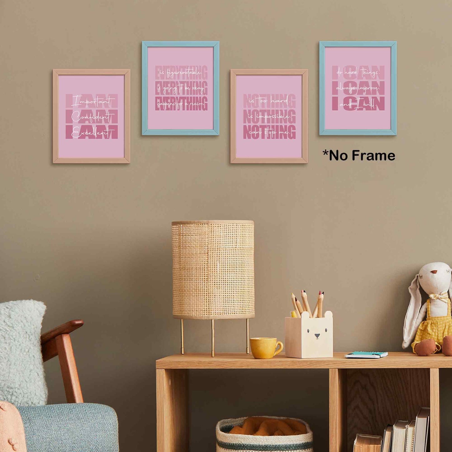 Set of 4 Inspirational Posters – Motivational Wall Art for Teen Girls & Women (8x10)