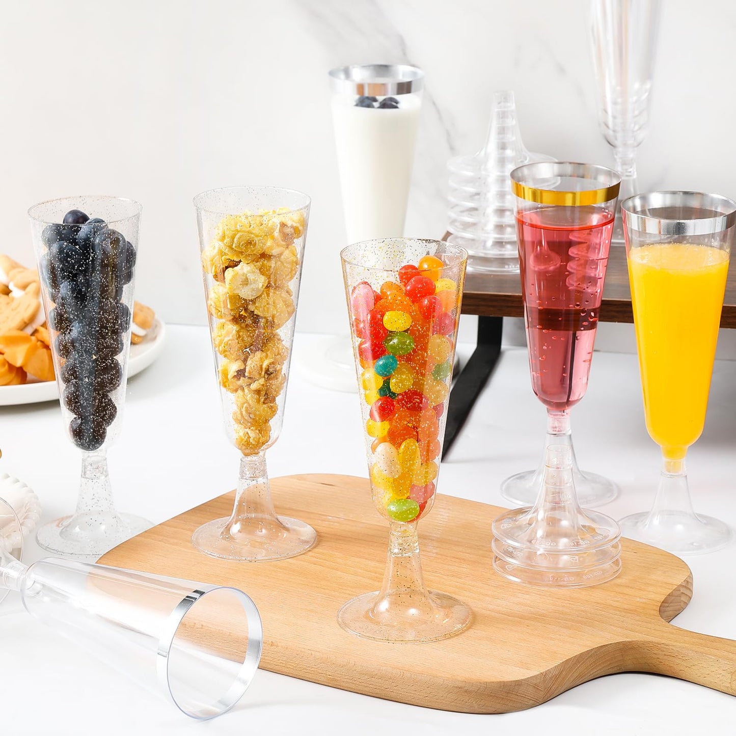 Champagne Flutes Plastic 100 Pack Disposable Mimosa Glasses