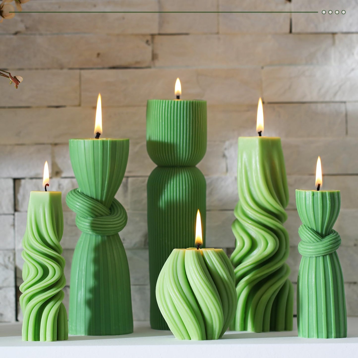 Modern Pillar Candles Ribbed Decorative Candle - Scented Ribbed Decor for Home