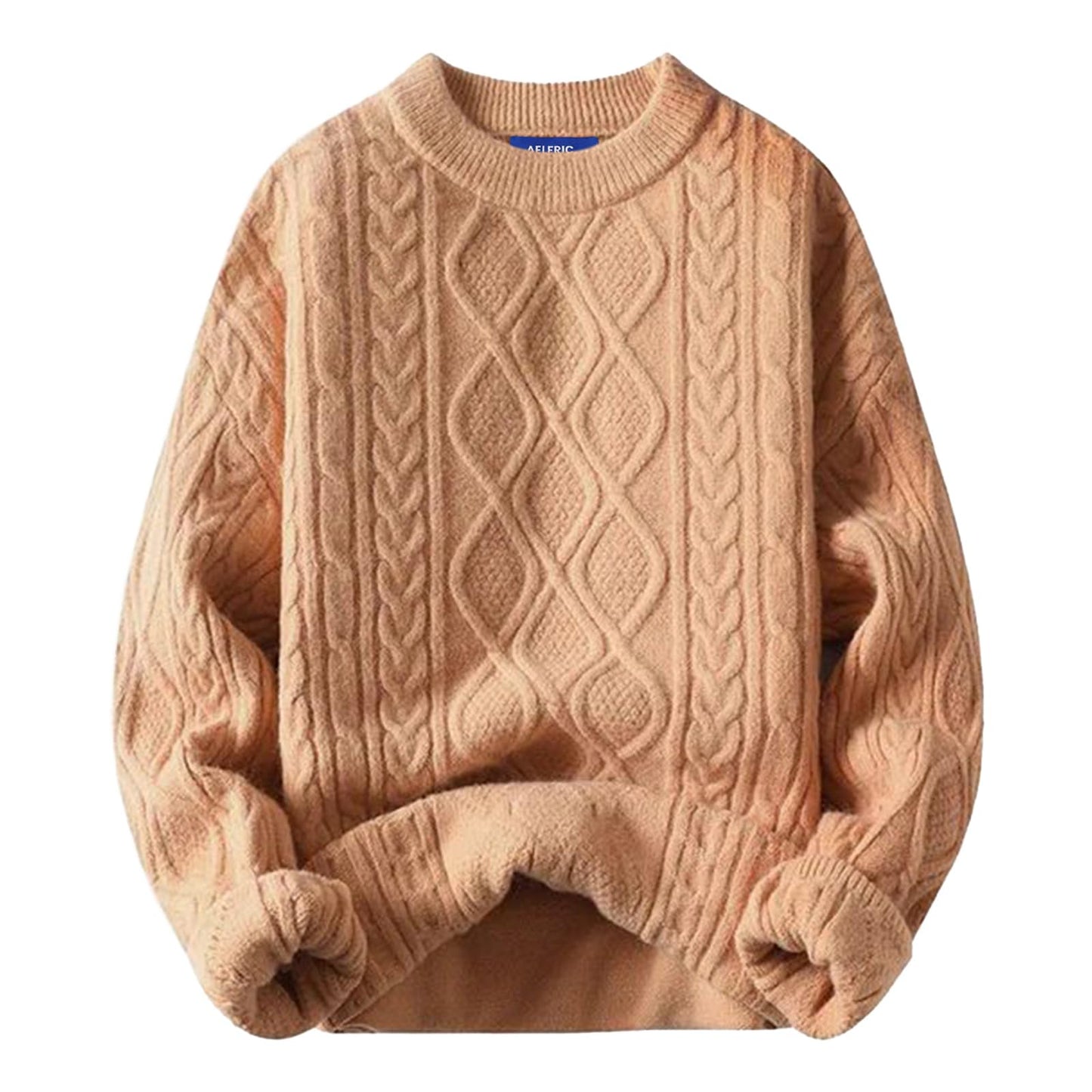 Oversized Sweater 90s Vintage Cable Knit Long Sleeve Women Woven Heavy Crewneck Pullover