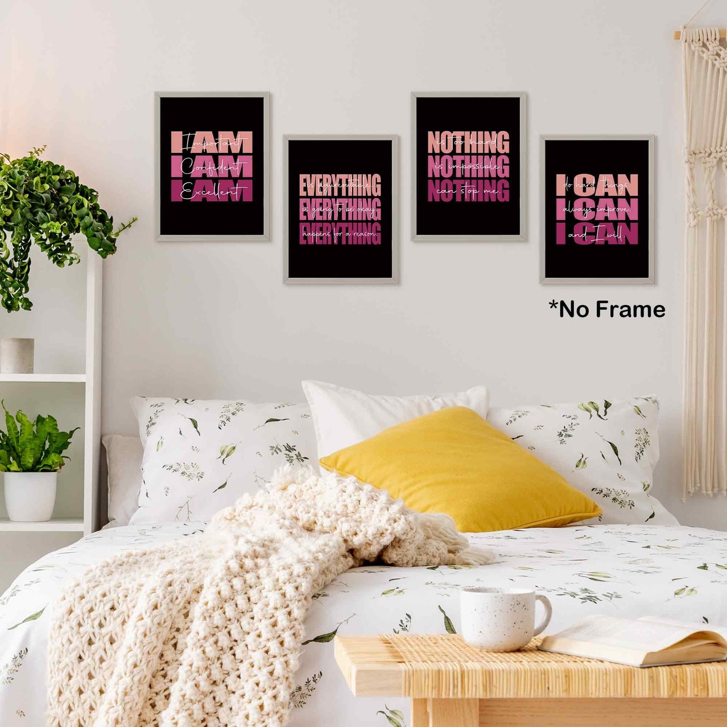 Set of 4 Inspirational Posters – Motivational Wall Art for Teen Girls & Women (8x10)