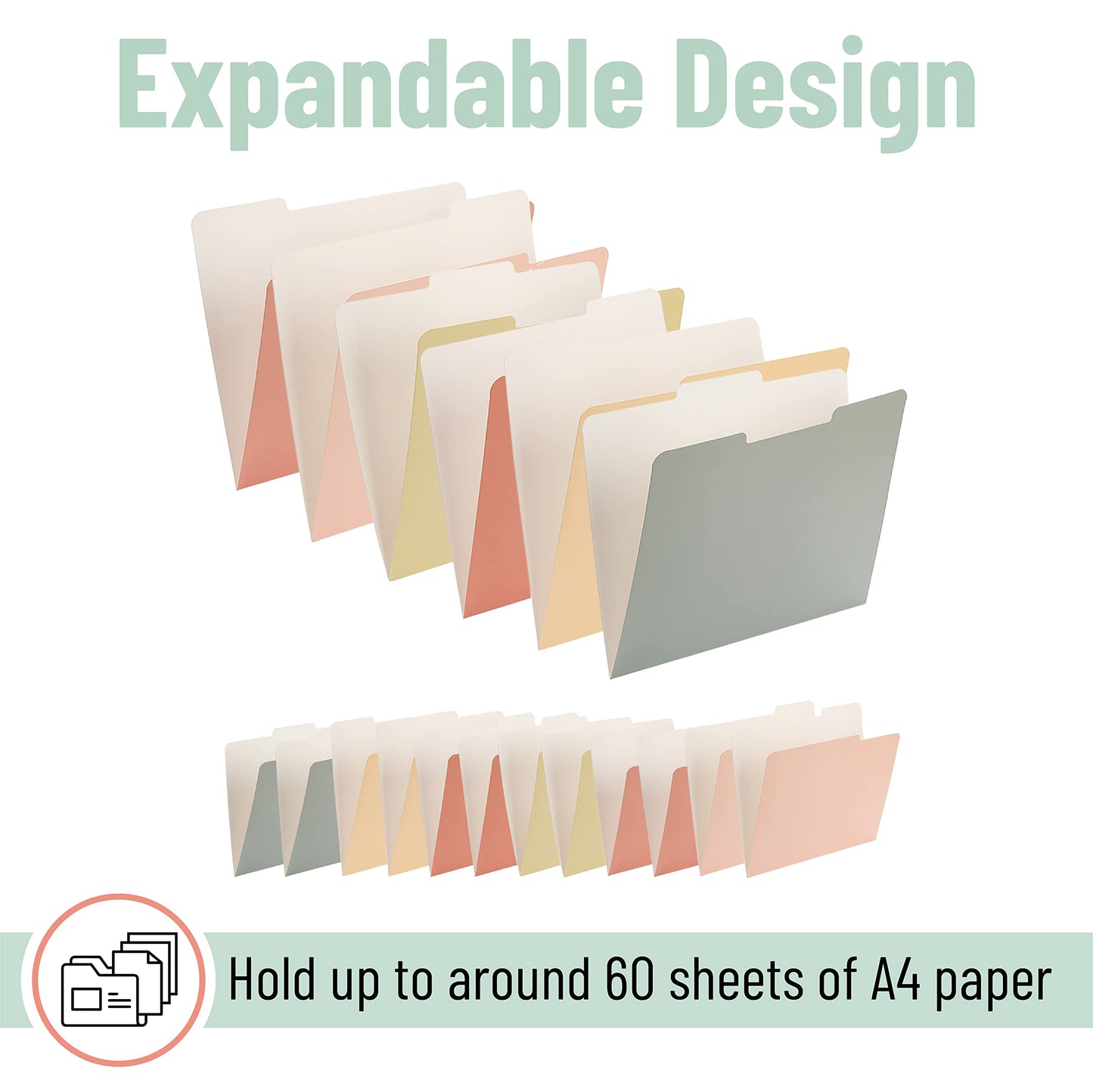 Pastel Colored Poly File Folders, 1/3 Cut Tab, 6 Pack, Letter Size, File Folders