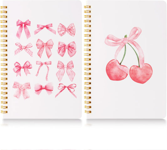 Pink Coquette Spiral Notebooks – Aesthetic Hardcover Journals for School & Stationery, 2-Pack