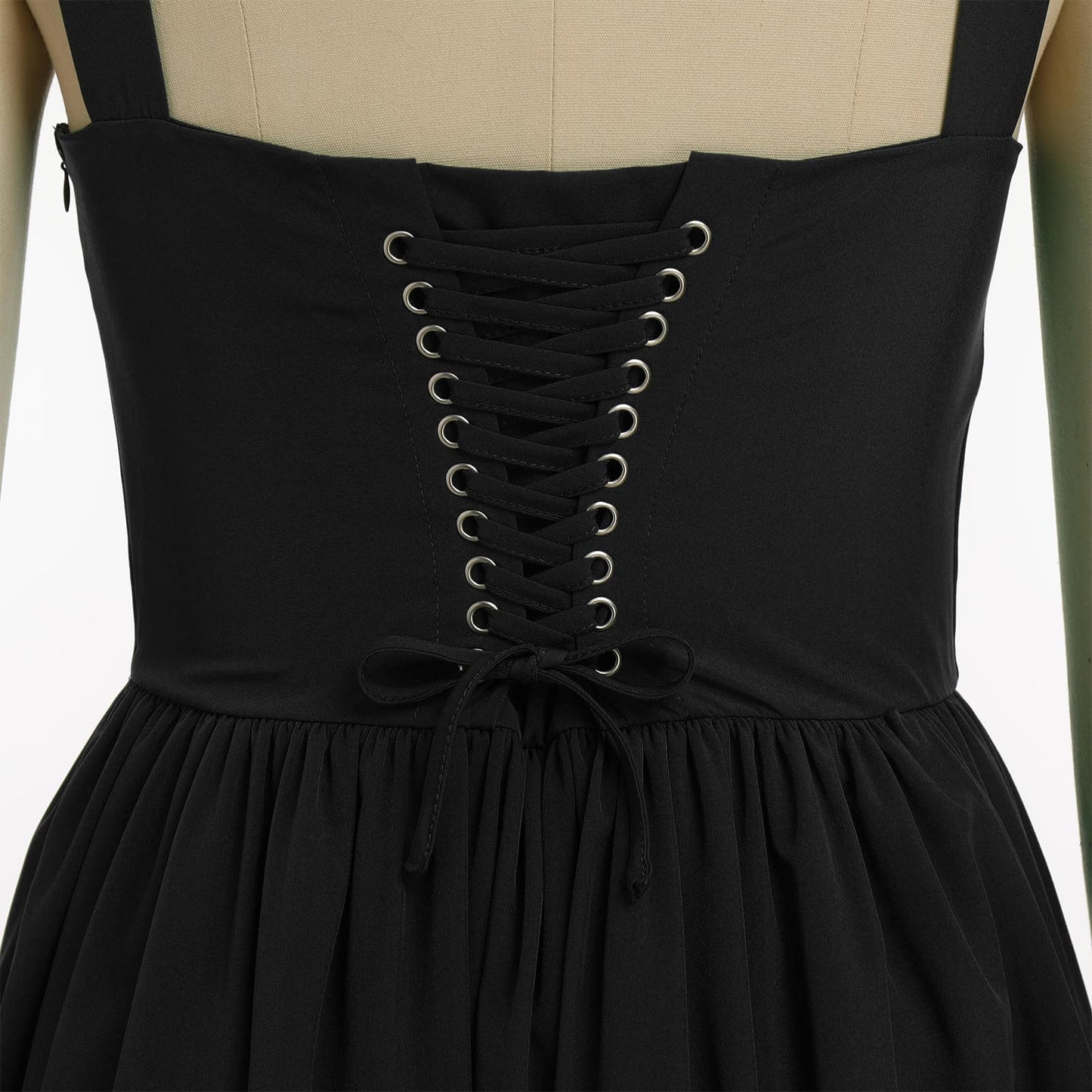 Women's Spaghetti Strap Corset Mini Dress – Backless, Lace-Up, Low-Cut Ruffle Sundress