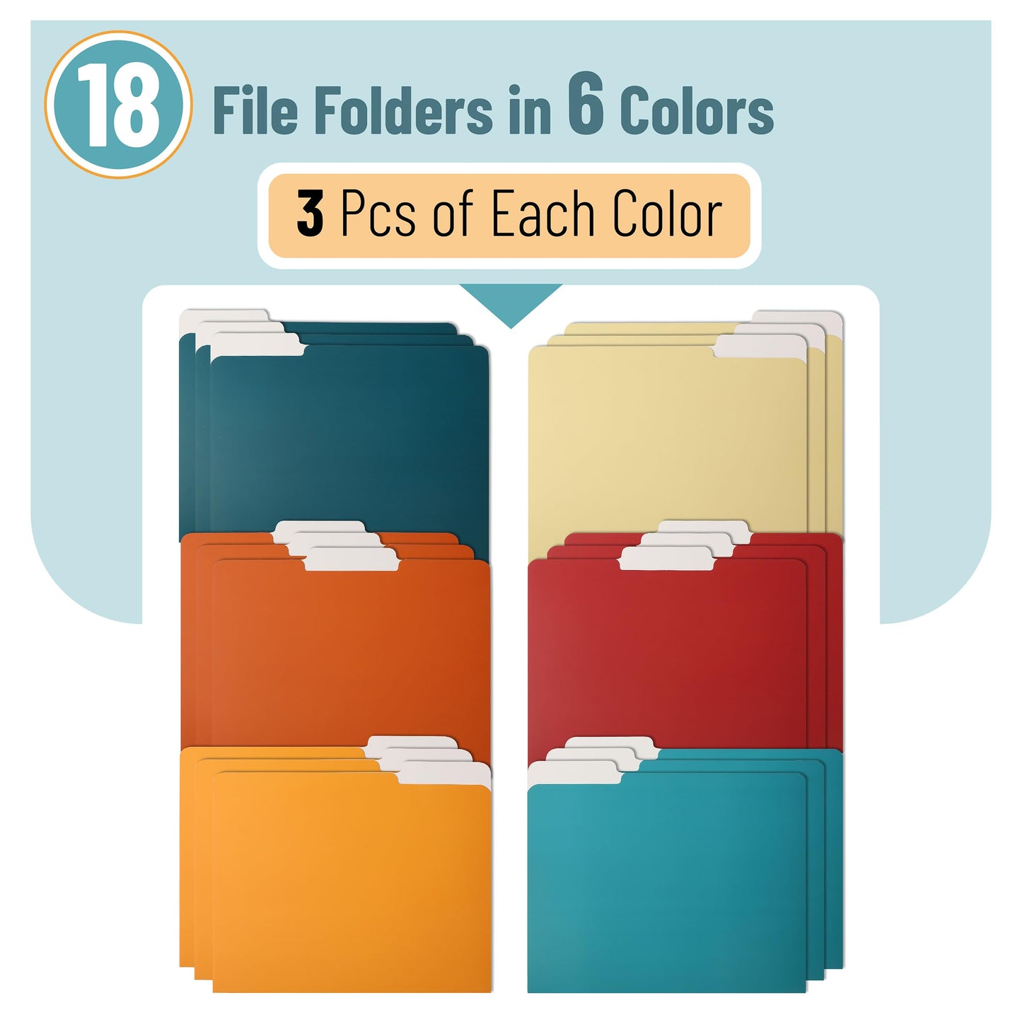 Pastel Colored Poly File Folders, 1/3 Cut Tab, 6 Pack, Letter Size, File Folders