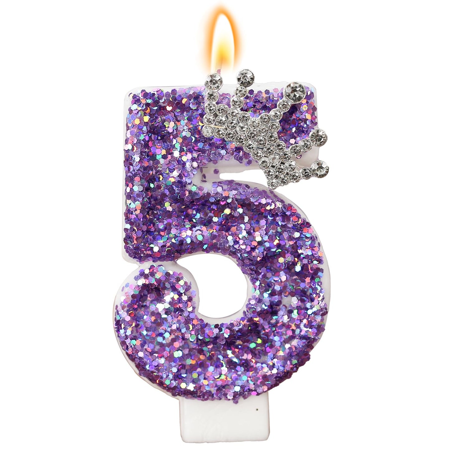 Glitter Birthday Number Candles, Crown Birthday Candles for Cake