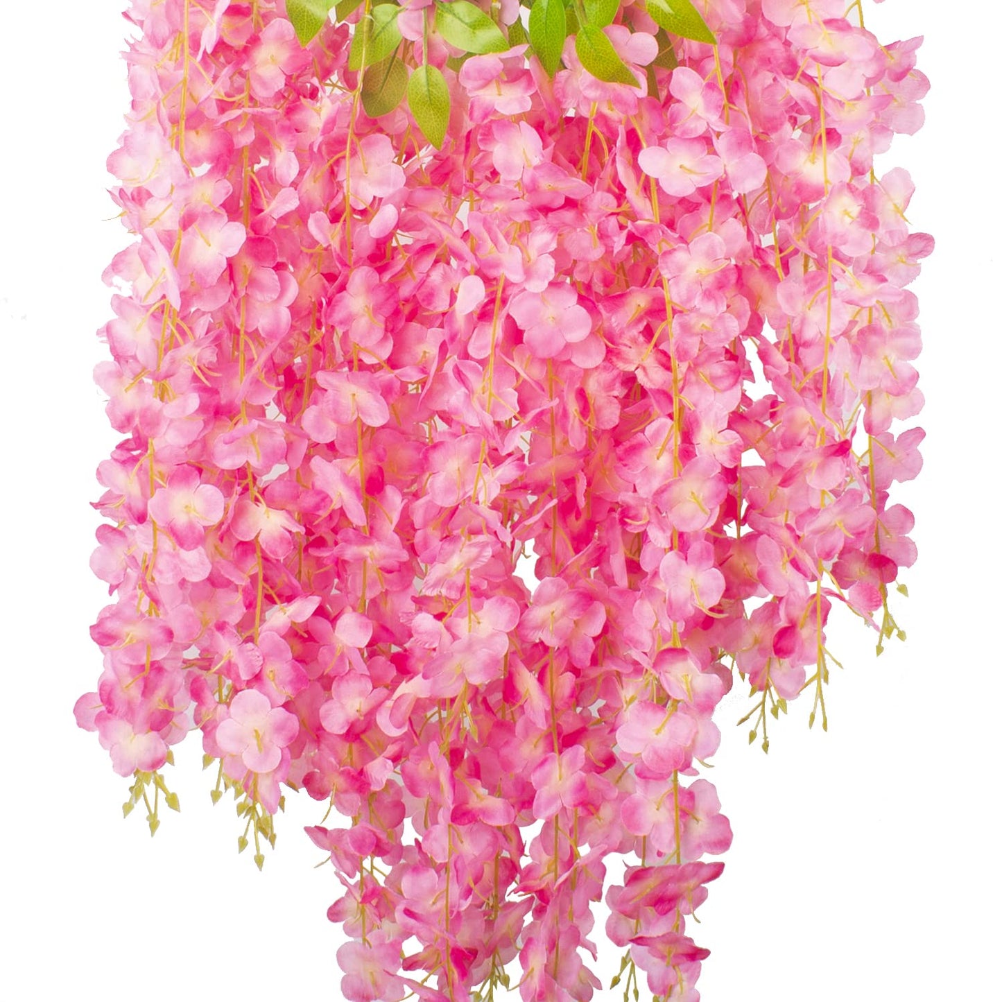 Hanging Artificial Flowers Silk Wisteria Vine Ratta Flower, 12 Pack