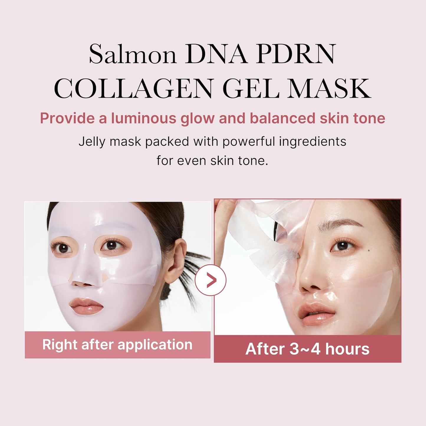 medicube Salmon DNA PDRN pink collagen jelly gel mask | overnight face mask for glass glow skin- elasticity, hydrating, firming and moisturizing | korean skincare, 28g, 4ea