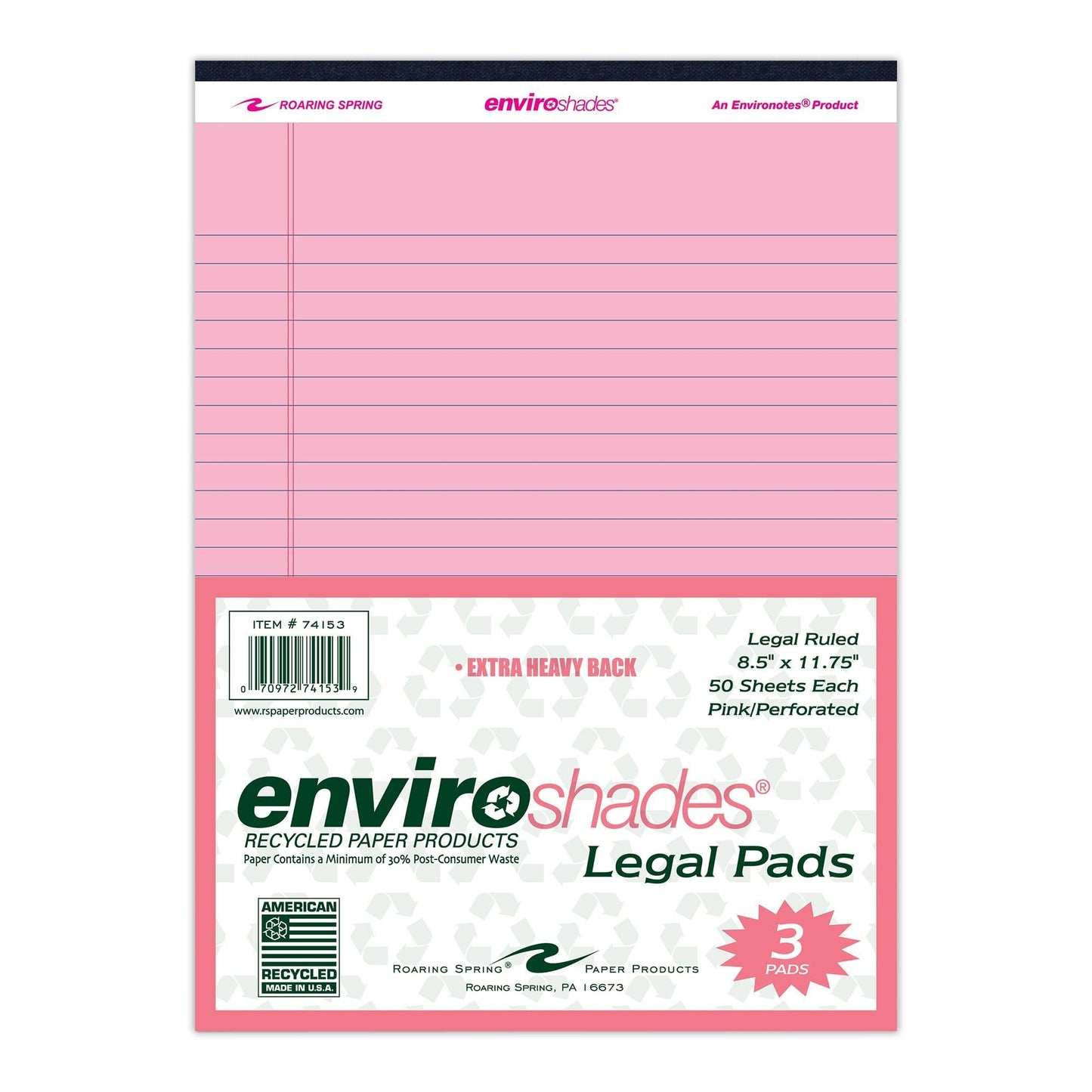 Recycled Legal Pads, 3 Pack, 8.5" x 11.75" 50 Sheets