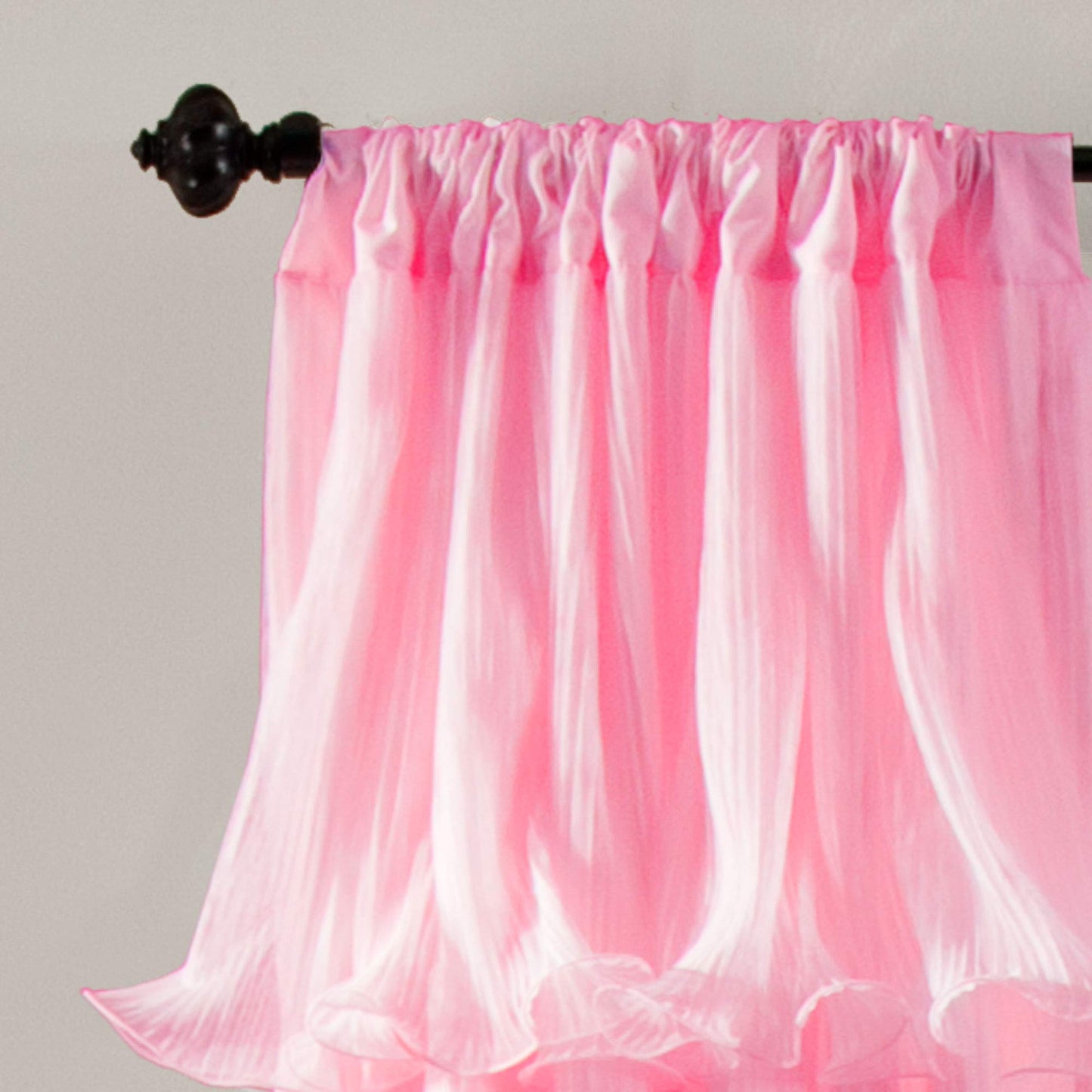 Lush Sheer Ruffled Textured Pink Window Panel for Living, Dining Room