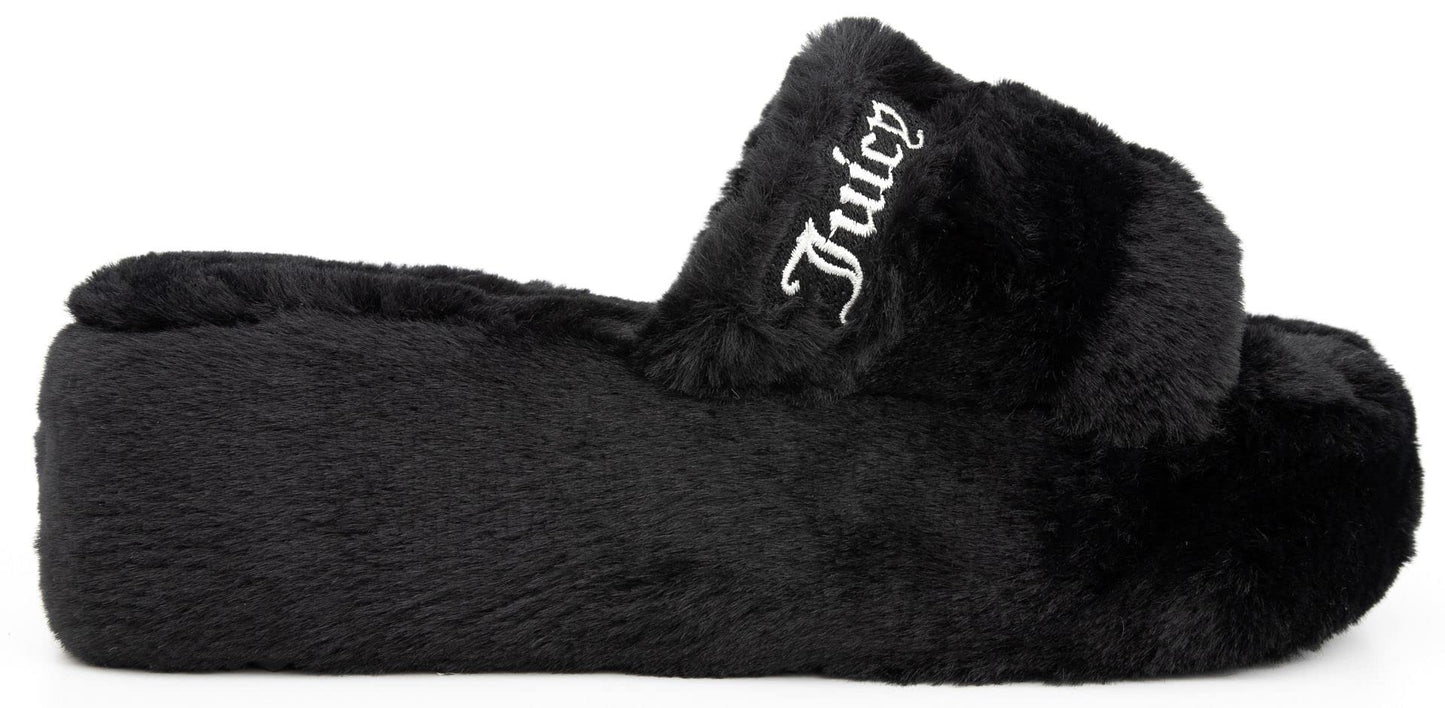 Juicy Couture Women's Faux Fur Slide Sandals – Comfortable Furry Slip-On Slippers