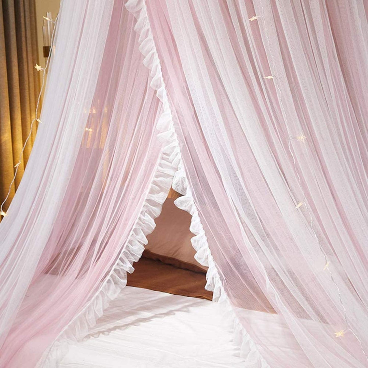 Princess Bed Canopy Bed Canopy Curtain- Double Layer Sheer Mesh Dome Bed Curtain