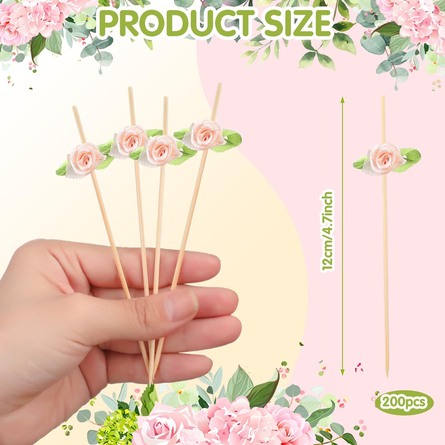 Derby Party Cocktail Picks – Bamboo Skewers for Appetizers, Fruit, Sandwiches, and Party Decorations 200-Piece