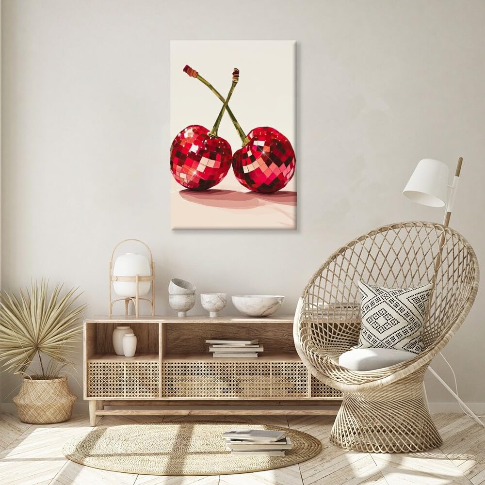 Disco Ball Fruits Canvas Print – Trendy Glam Wall Art