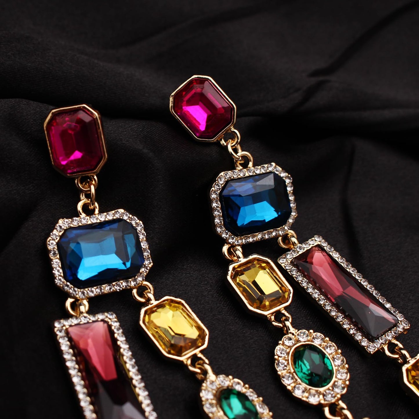 Vintage Rectangle Teardrop Chandelier Earrings