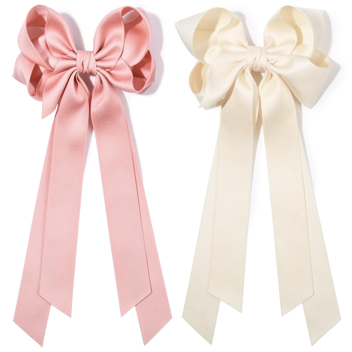 Silky Satin 2PCS Hair Bows Hair Clip - Holder Accessories Slides Metal Clips Hair Bow