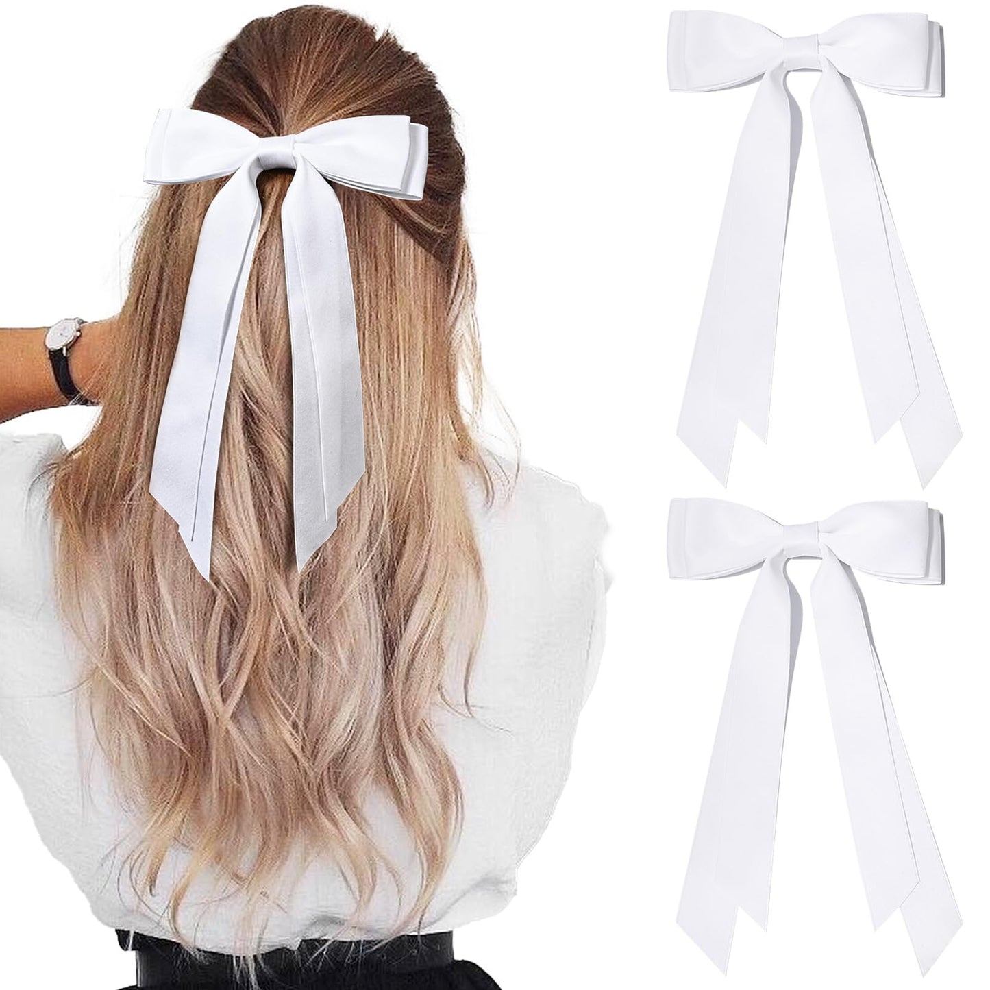 Silky Satin 2PCS Hair Bows Hair Clip - Holder Accessories Slides Metal Clips Hair Bow