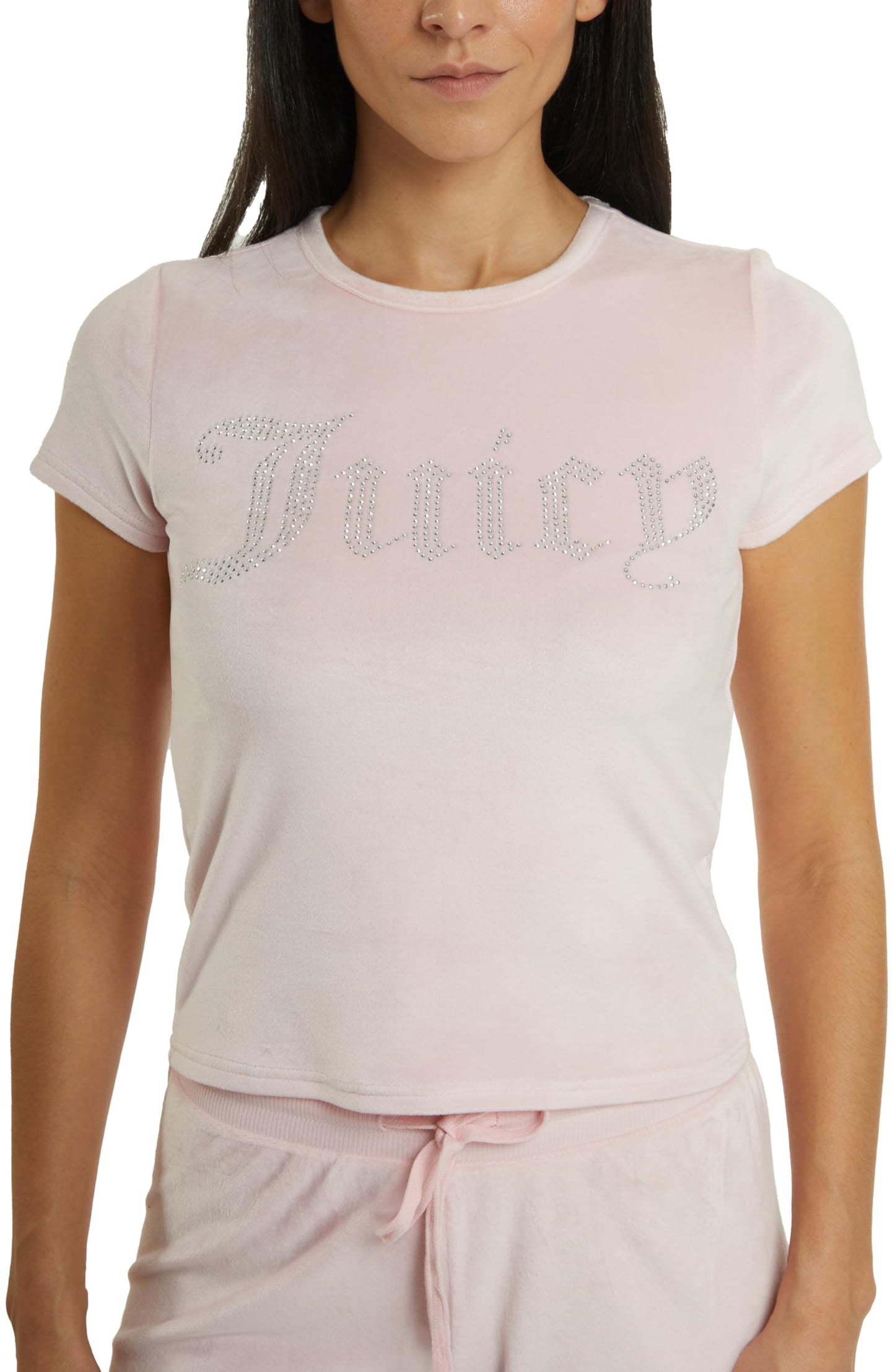 Juicy Couture Women's 2-Piece Velvet Fleece Lounge Sleepwear Set – Short Sleeve Shirt and Pants