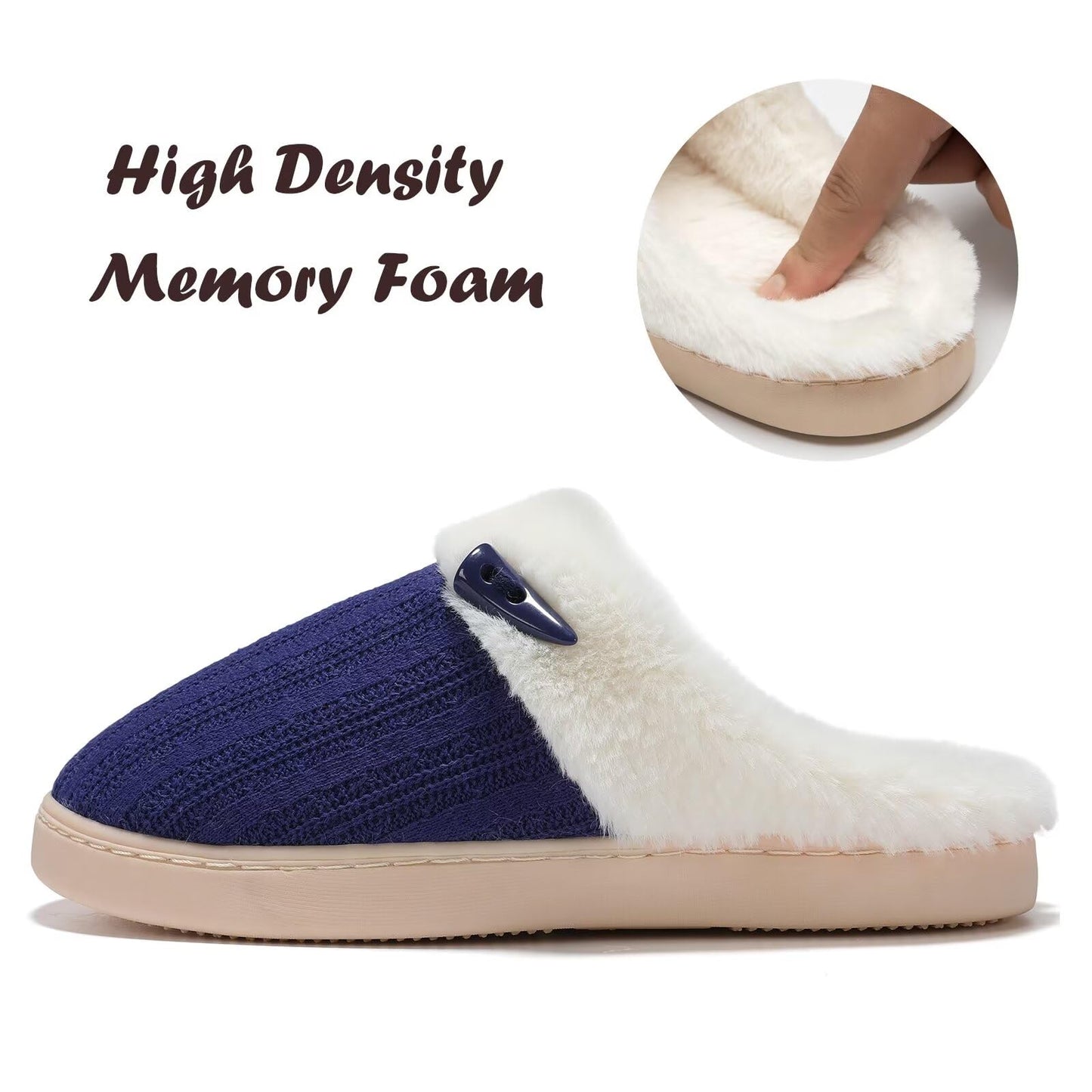 Women's Slip on Fuzzy House Slippers Memory Foam Slippers