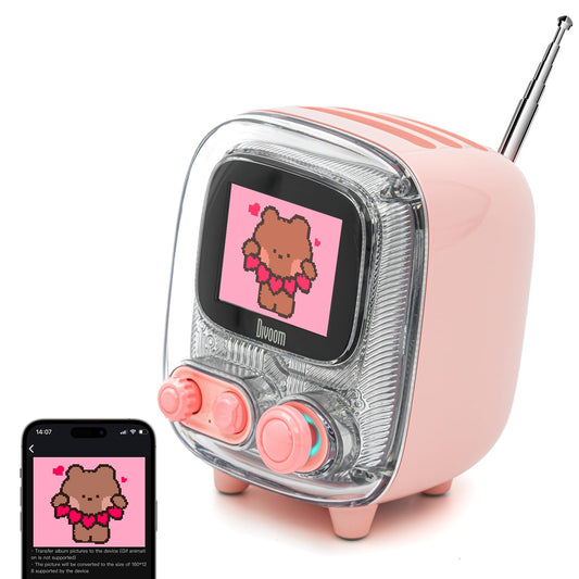 Pixel Art Portable Mini Cute Wireless Retro Bluetooth Speaker with FM Radio, Small Speaker