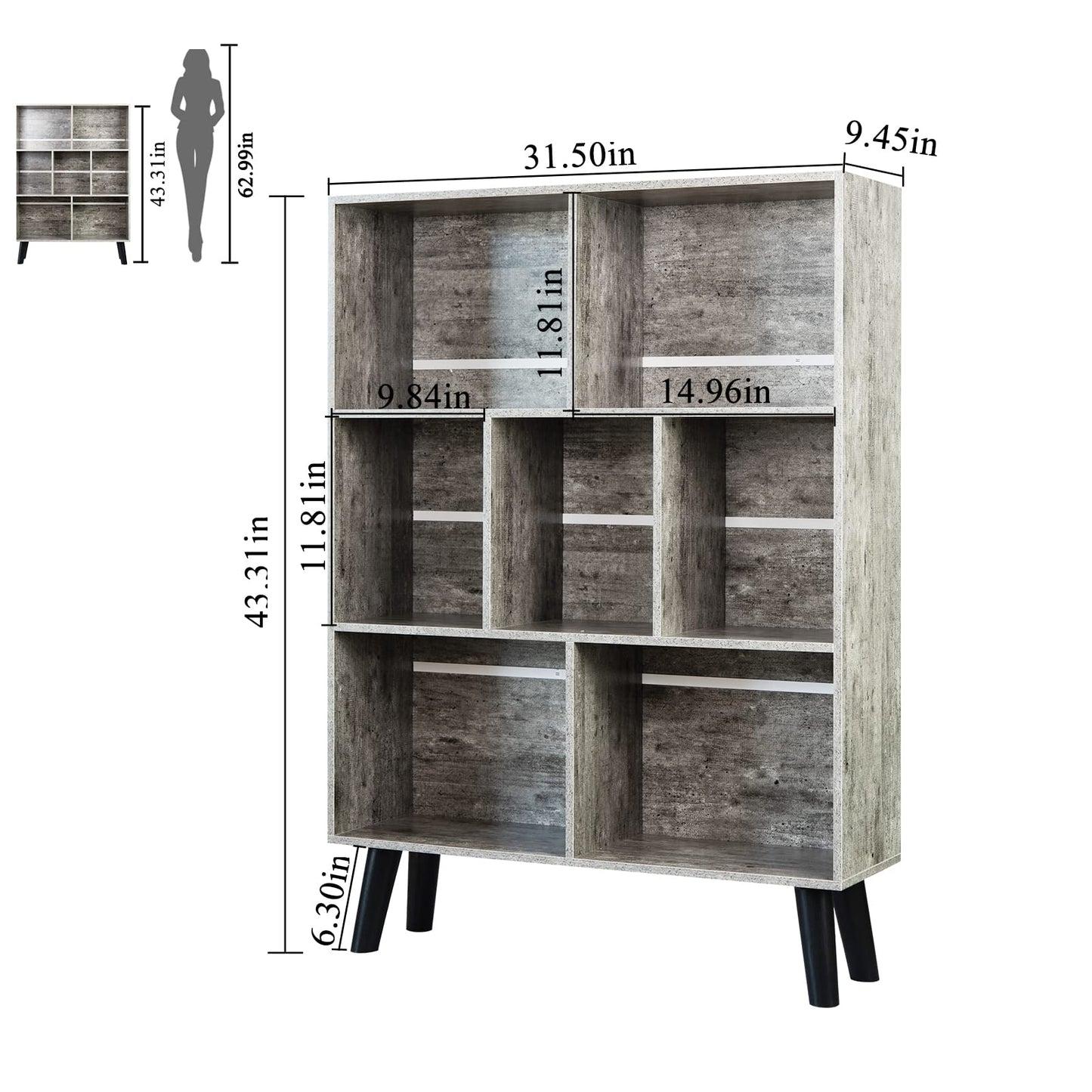 Modern Bookshelf - Large Freestanding Open