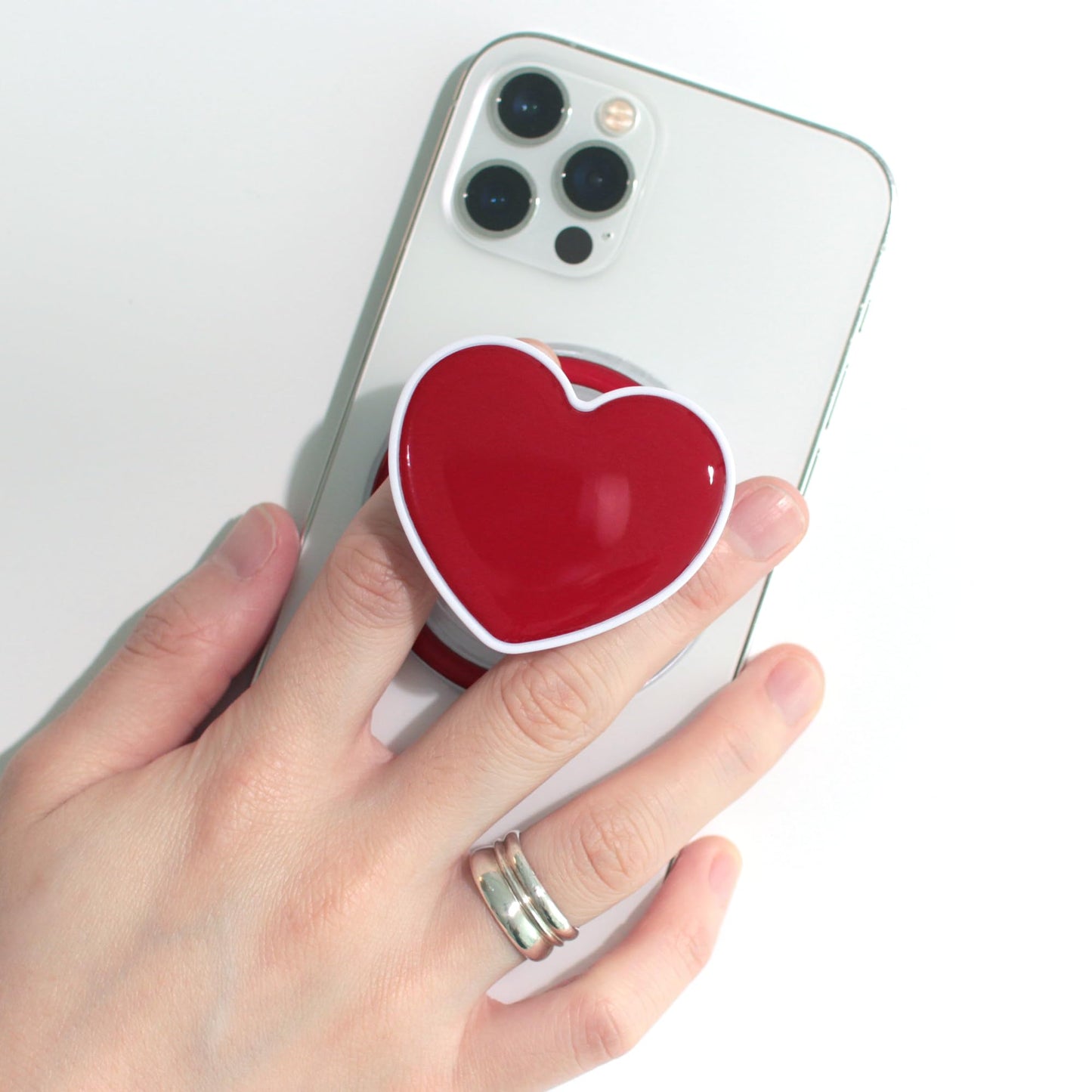 Cute Solid Color Heart Shape Collapsible Mobile Phone Grip Stand Holder for Smartphone Tablet Cell Phone Accessory