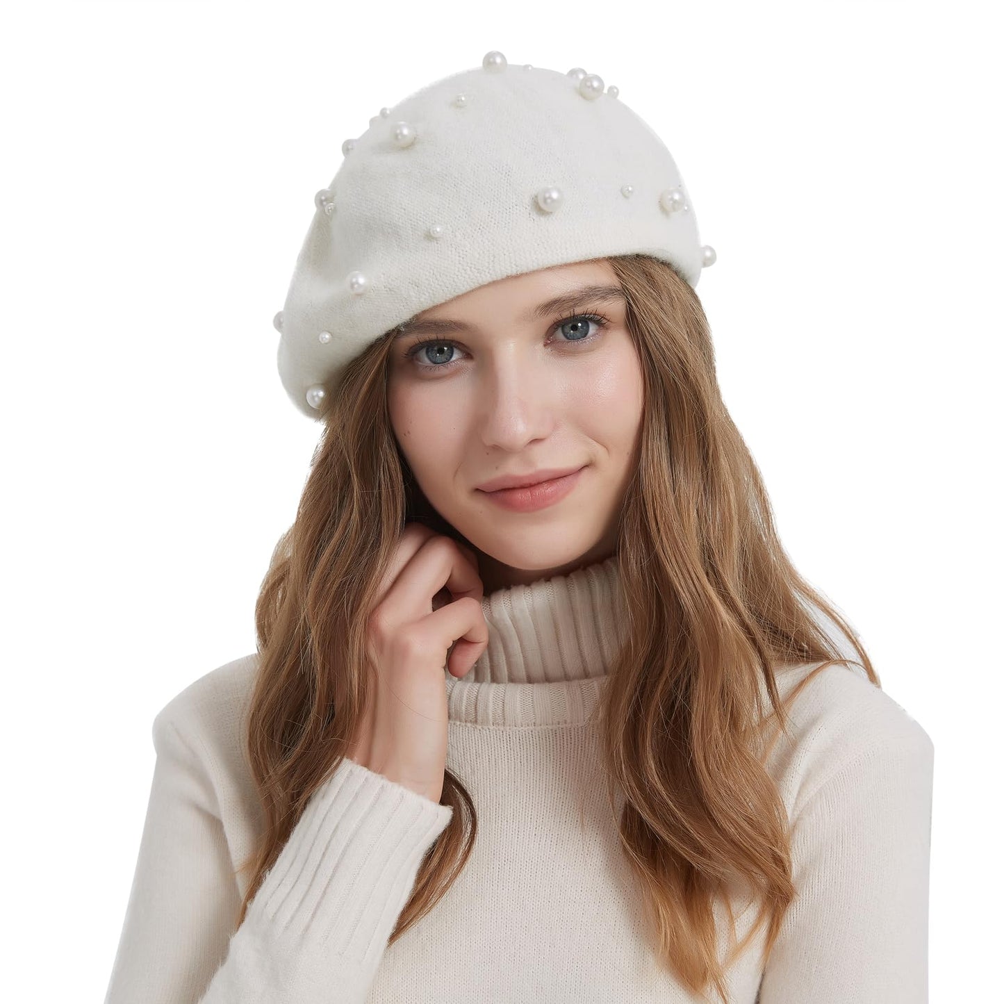 Women Pearl Beret Cap