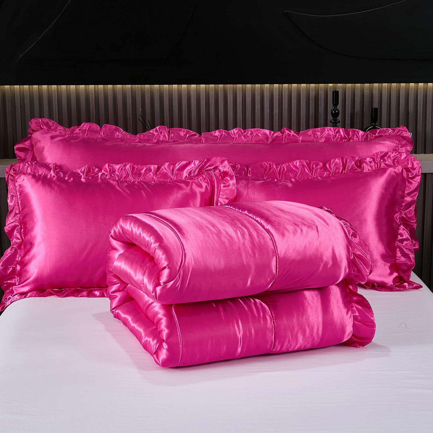 Comforter Silk Beddings - Luxury Silky Body Pillow Cover Ruffle