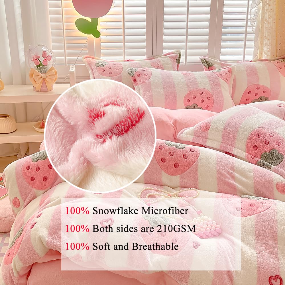 Kawaii Twin Duvet Cover Set – Soft Reversible Bedding with Fluffy Comforter Cover