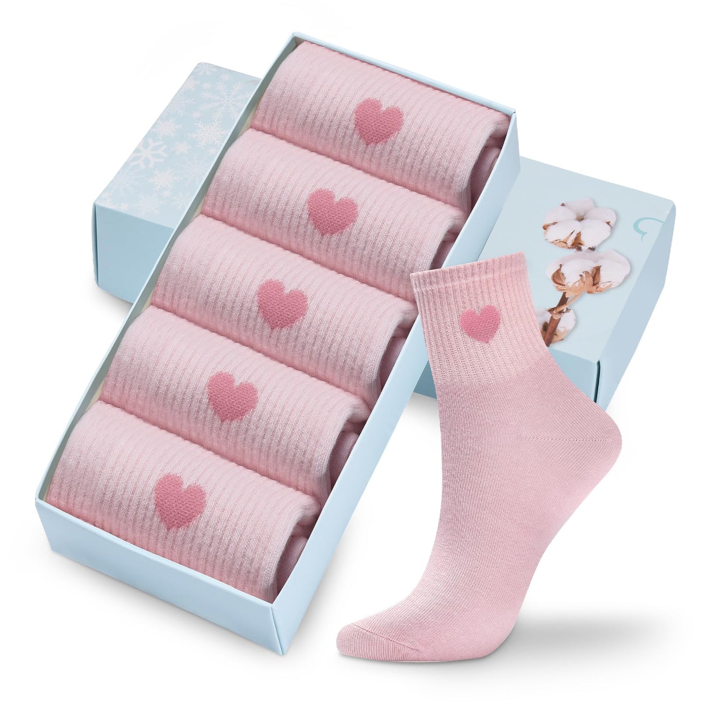 Women's Crew Socks Ankle High Cotton Fun Cute Athletic Running Socks(5-Pairs With Present Box)