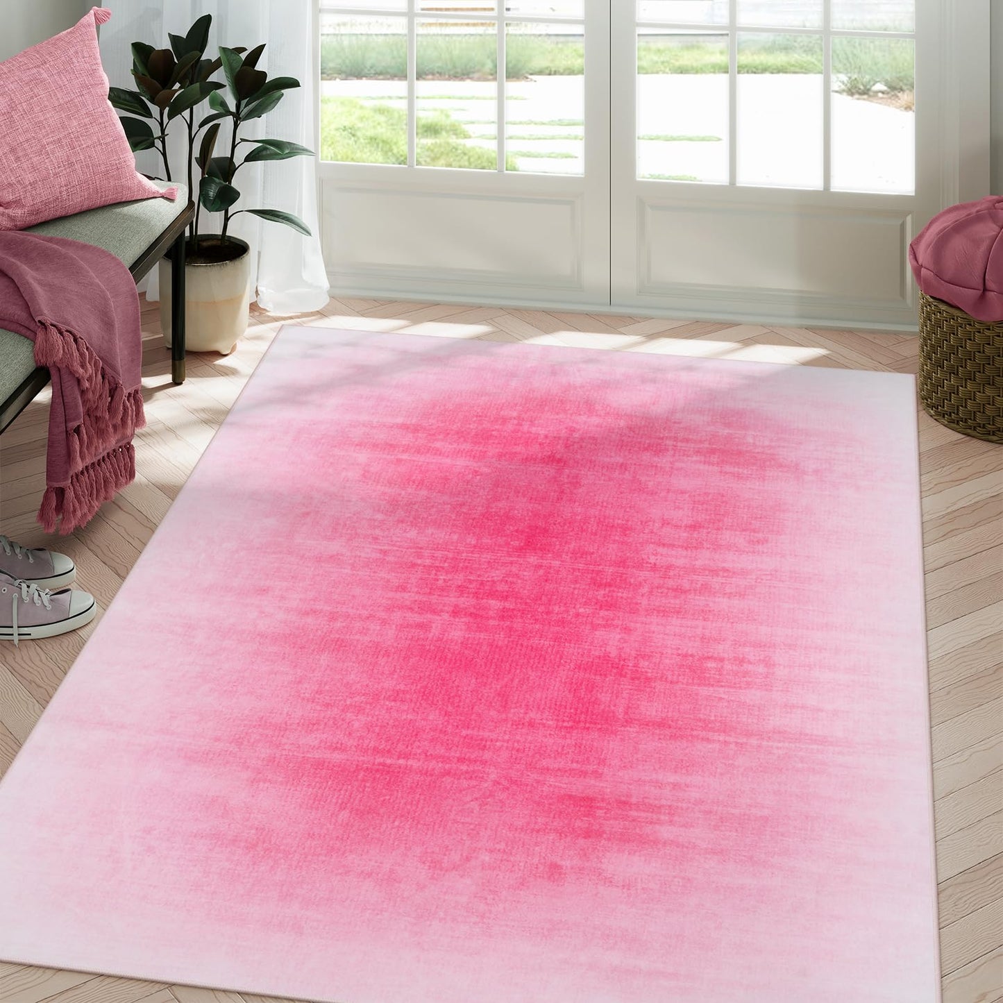 Contemporary Ombre Nursery Rug Washable Non-Slip