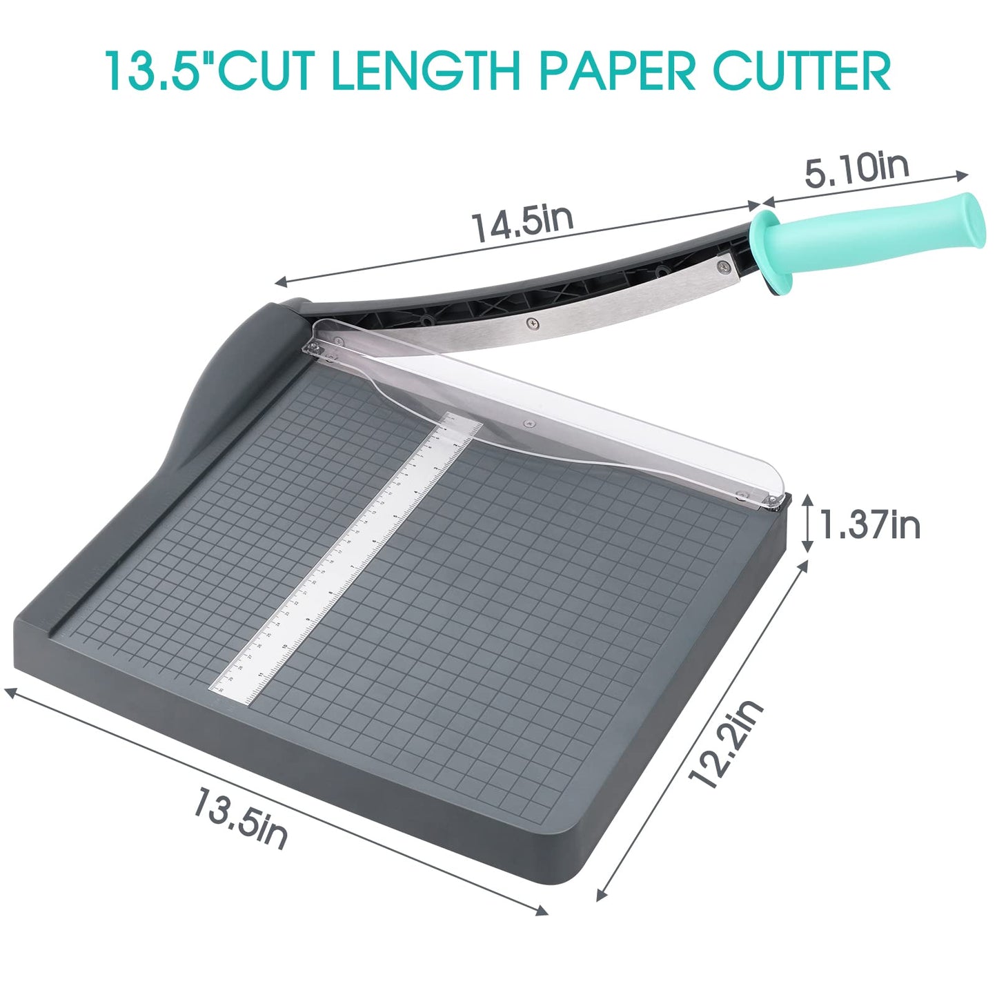 Paper Trimmer with Safety Guard, 12" Cut Length Paper Slicer with 16 Sheet Capacity