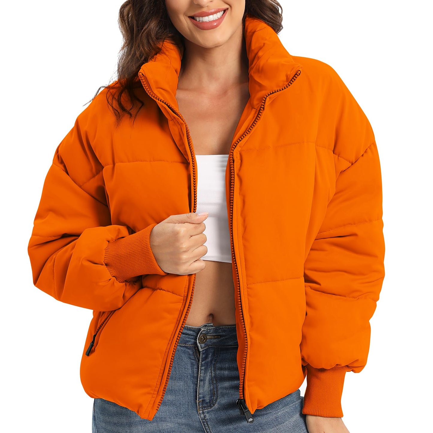 Women’s Winter Baggy Zip Puffer jackets Short Down Jacket Coat